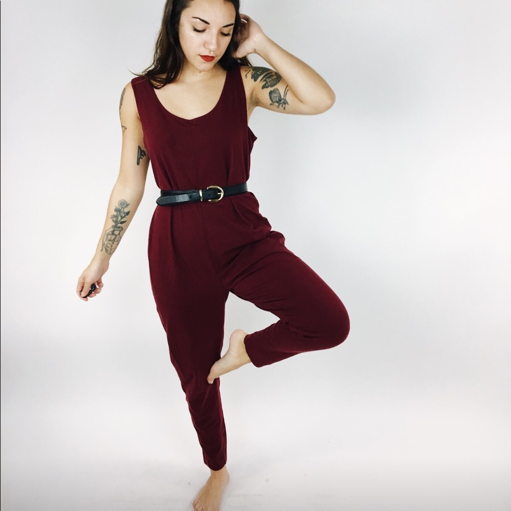 90’s Maroon Tanktop Jumpsuit